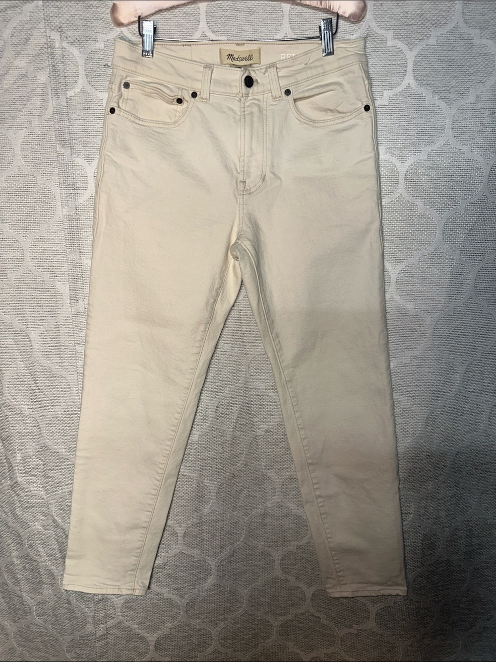 Madewell Mens Relaxed Taper Jeans Off White Cream Denim Pants W29 L30